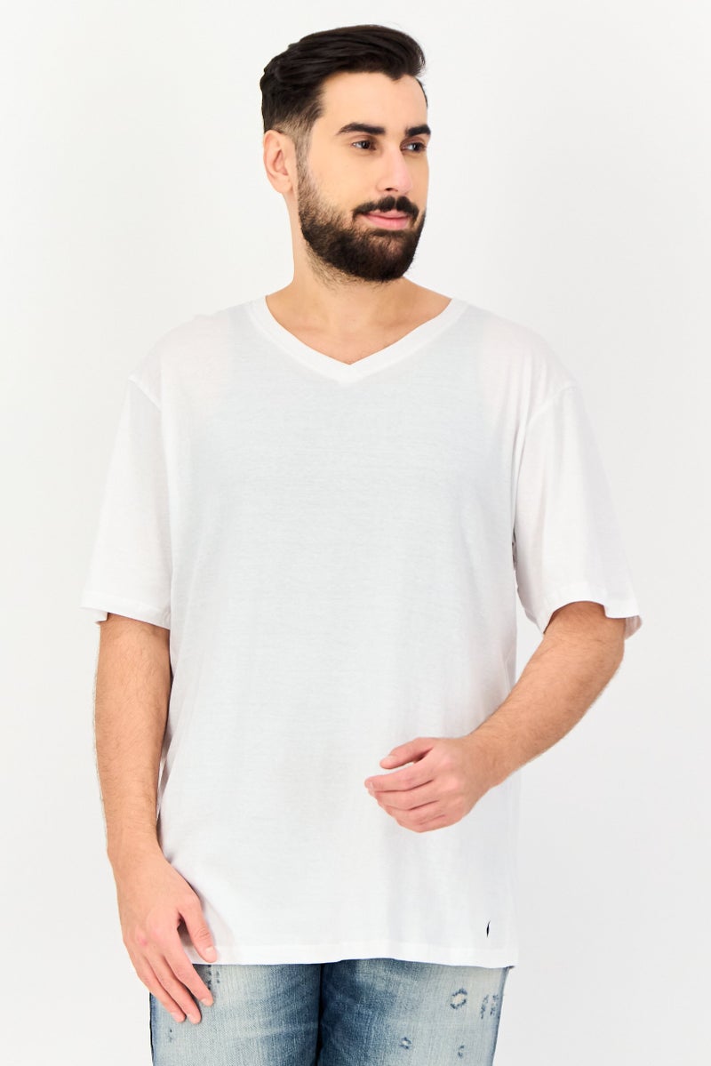 NAUTICA Men 3 Piece V Neck Short Sleeve Solid T Shirt, White - Image 1